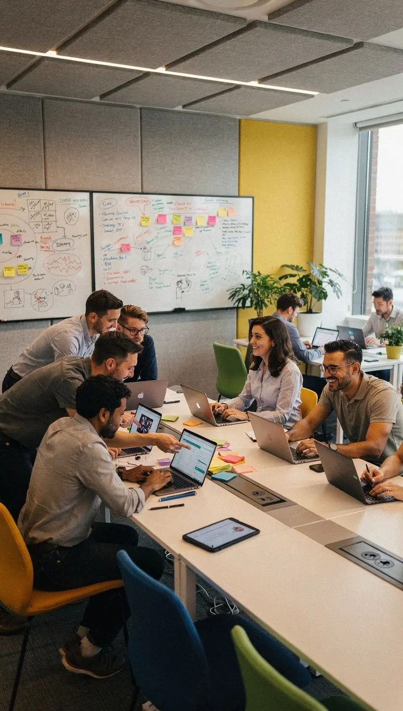 Зона отдыха с мягкими диванами и оригинальными настенными панелями.